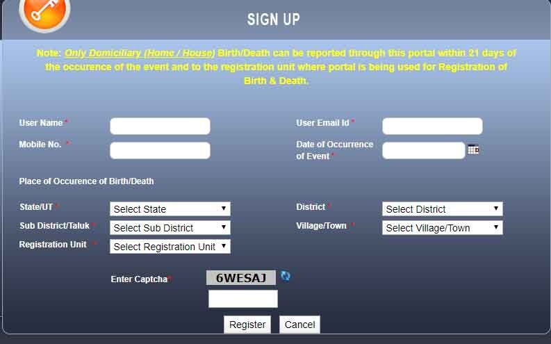 CRS portal registration