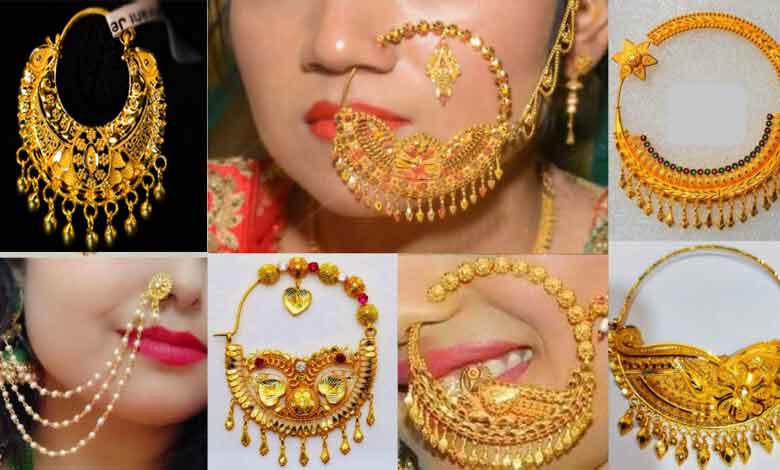 Gold nath on sale ke design