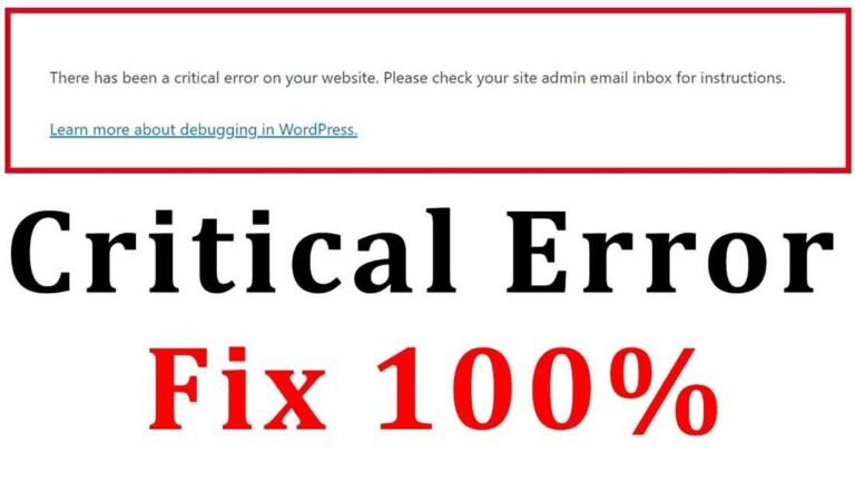 There has been a critical error on this website. Please check your site admin email inbox for instructions. problem fix Hindi